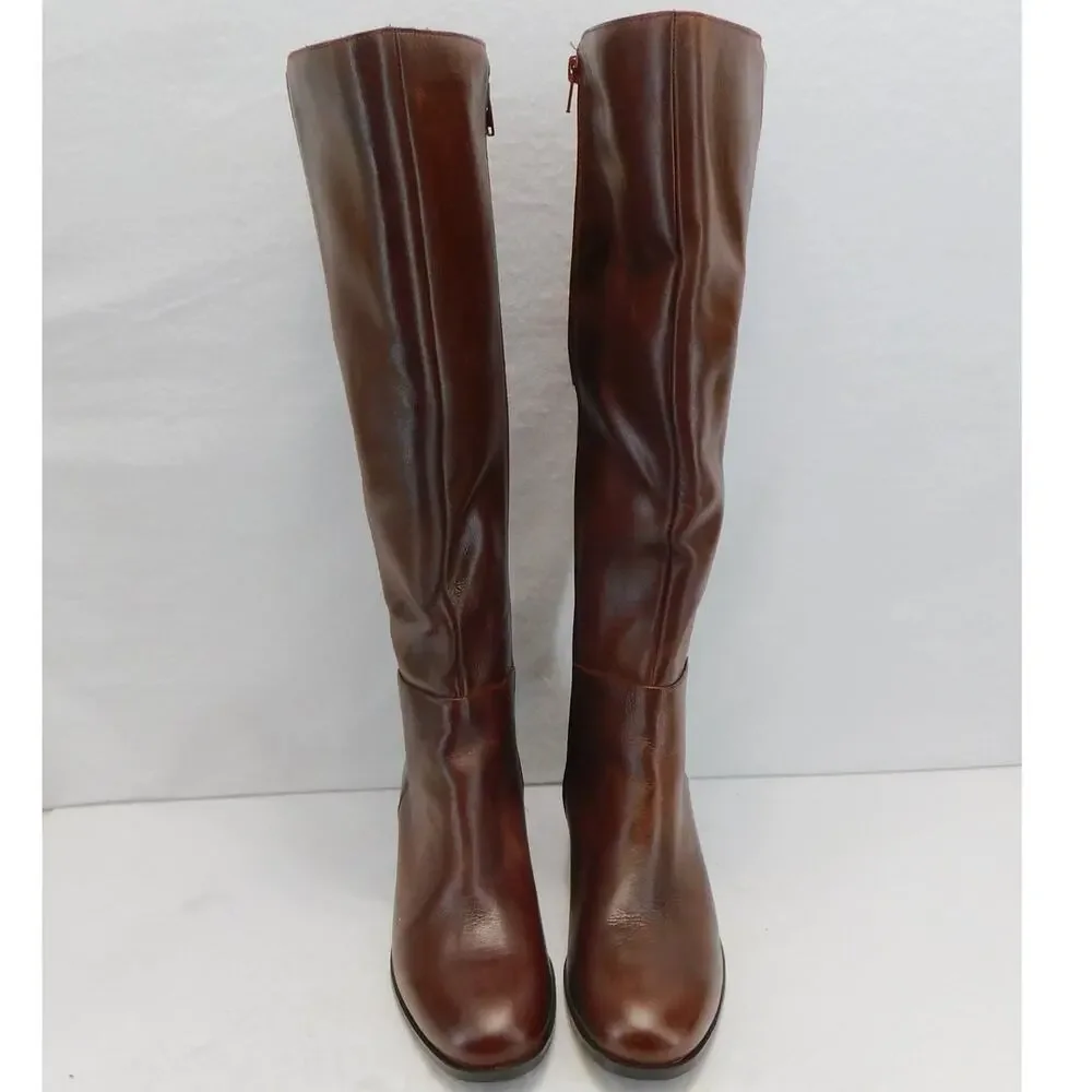 Rockport Evalyn Brown Tall Boot Saddle Block Heel Women's Size 7.5 - New - Picture 3 of 16